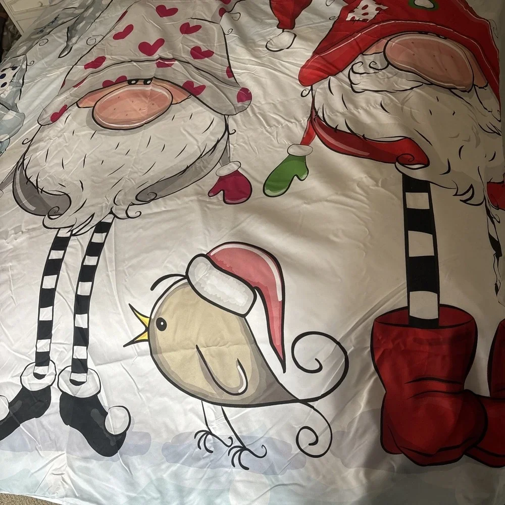 Gnome‎ Queen Duvet Cover +2 pillow covers Gnome Pattern holiday bed set